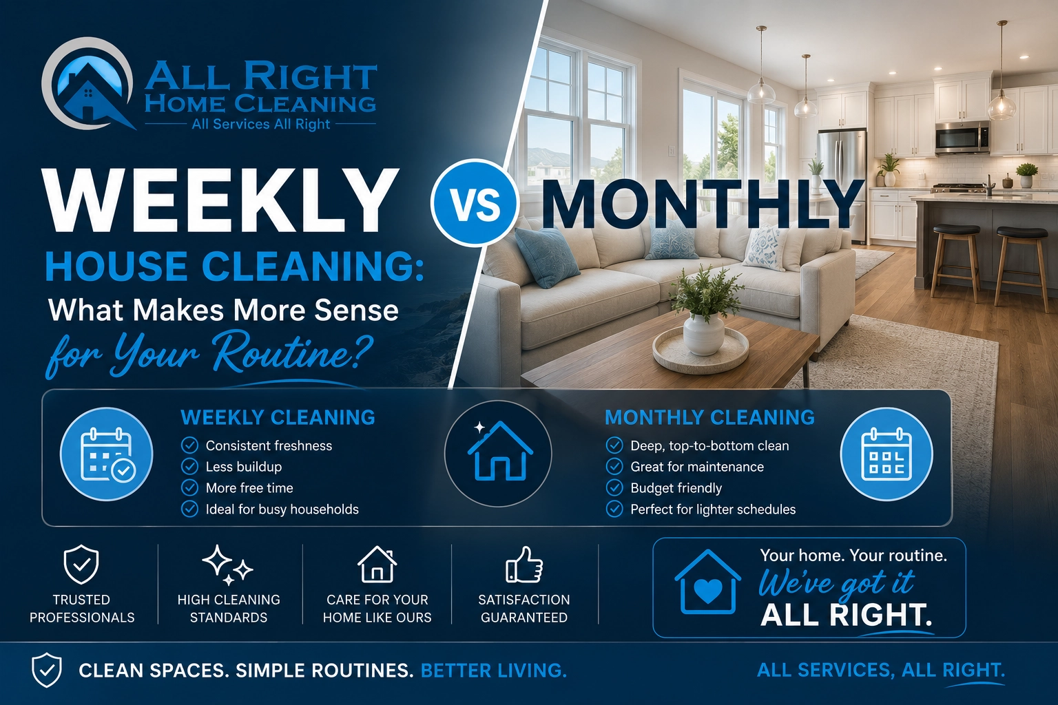 Weekly vs Monthly House Cleaning: What Makes More Sense for Your Routine?